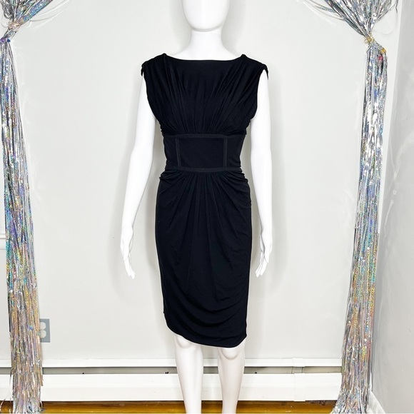 Giambattista Valli Black Empire Corset Waist Midi Formal Dress Black Tie Medium - Picture 9 of 10
